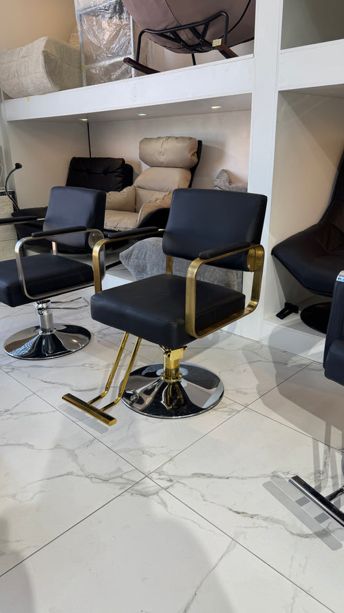 Luxe Gold & Matte Black Professional Salon Chair