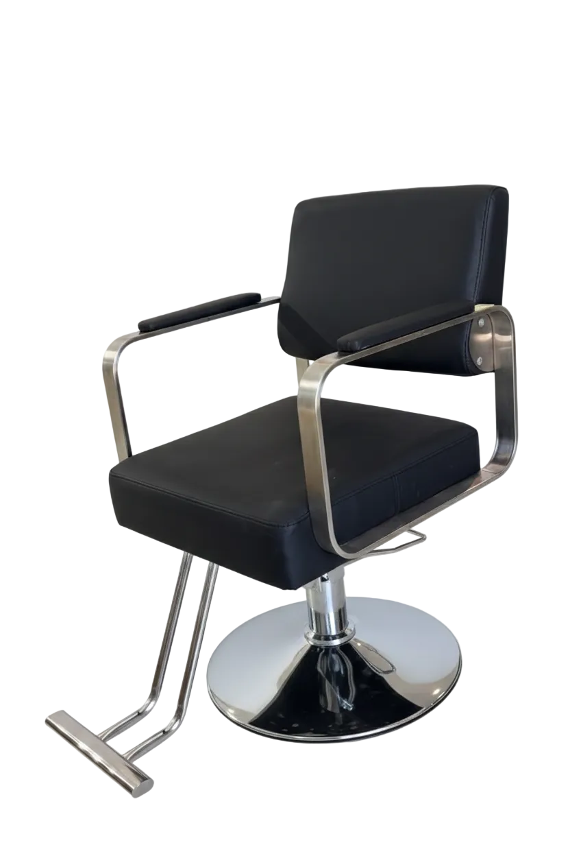 Luxe Chrome & Matte Black Professional Styling Chair