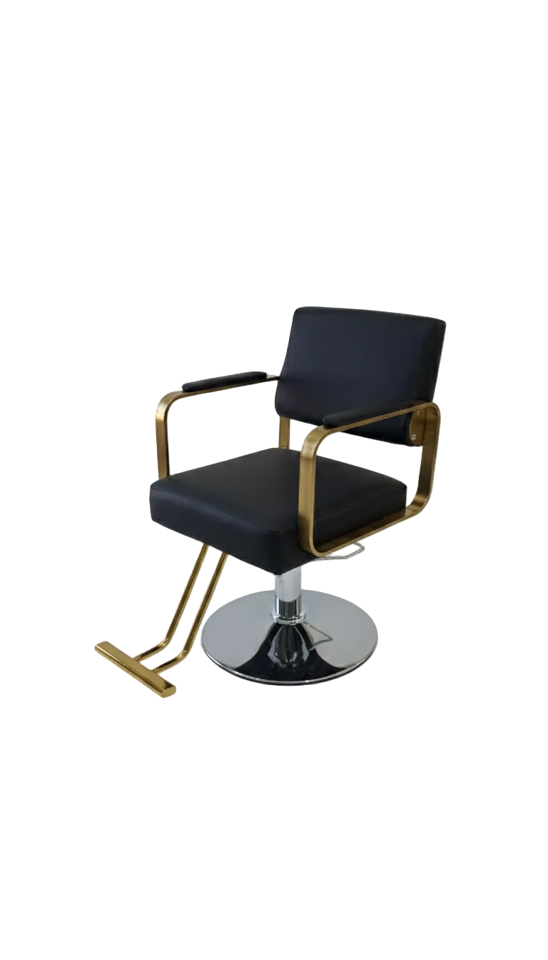 Luxe Gold & Matte Black Professional Salon Chair