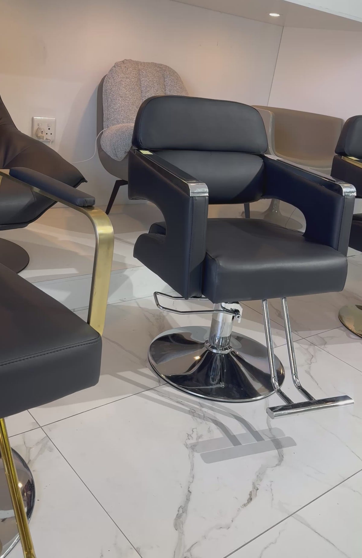 Onyx and Chrome Professional Styling Chair